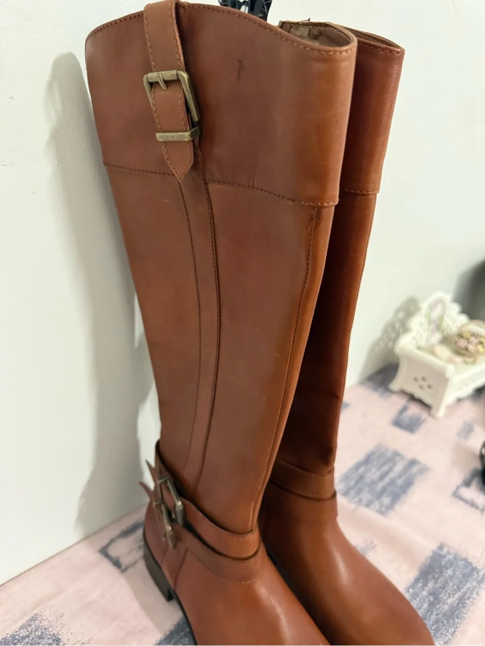 INC International Concepts Brown Leather Knee-High Riding Boots
